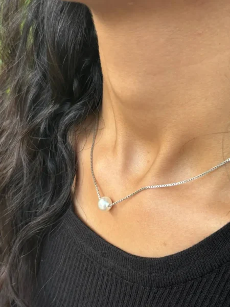 925 Silver Necklace with White Pearl